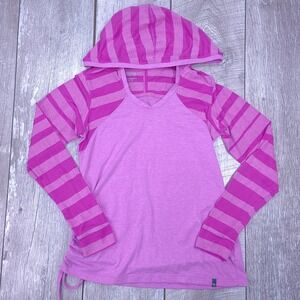 Mountain Hardwear Hoodie Women XS Pink Purple Striped Side Cinch Long Sleeve
